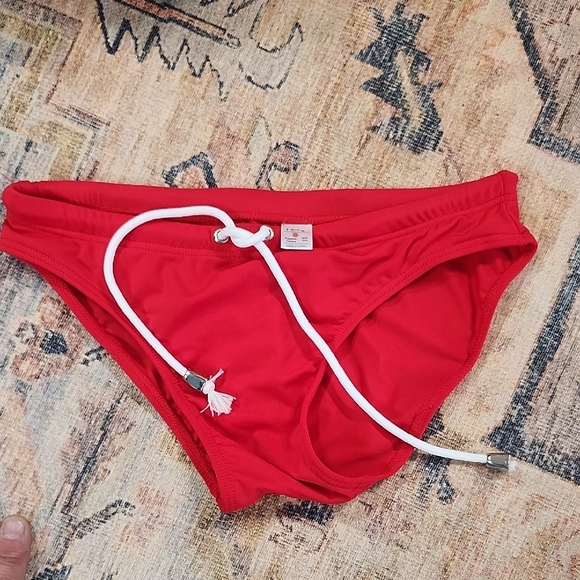 Men's Red and Blue Swim Briefs - Picture 3 of 8